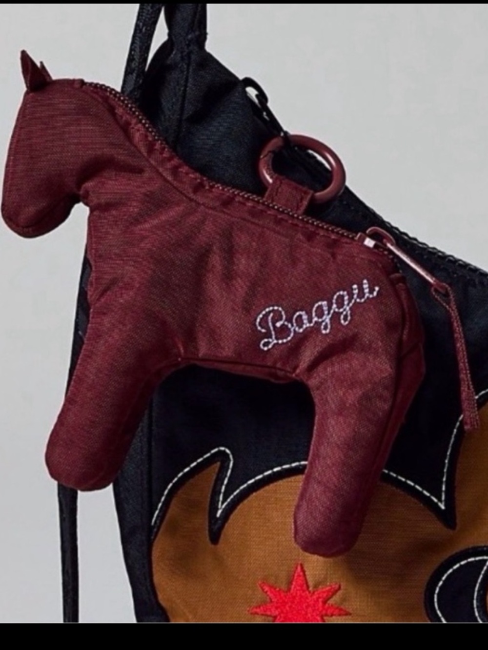 NEW! BAGGU horse charm in mahogany & embroidered logo NWT
